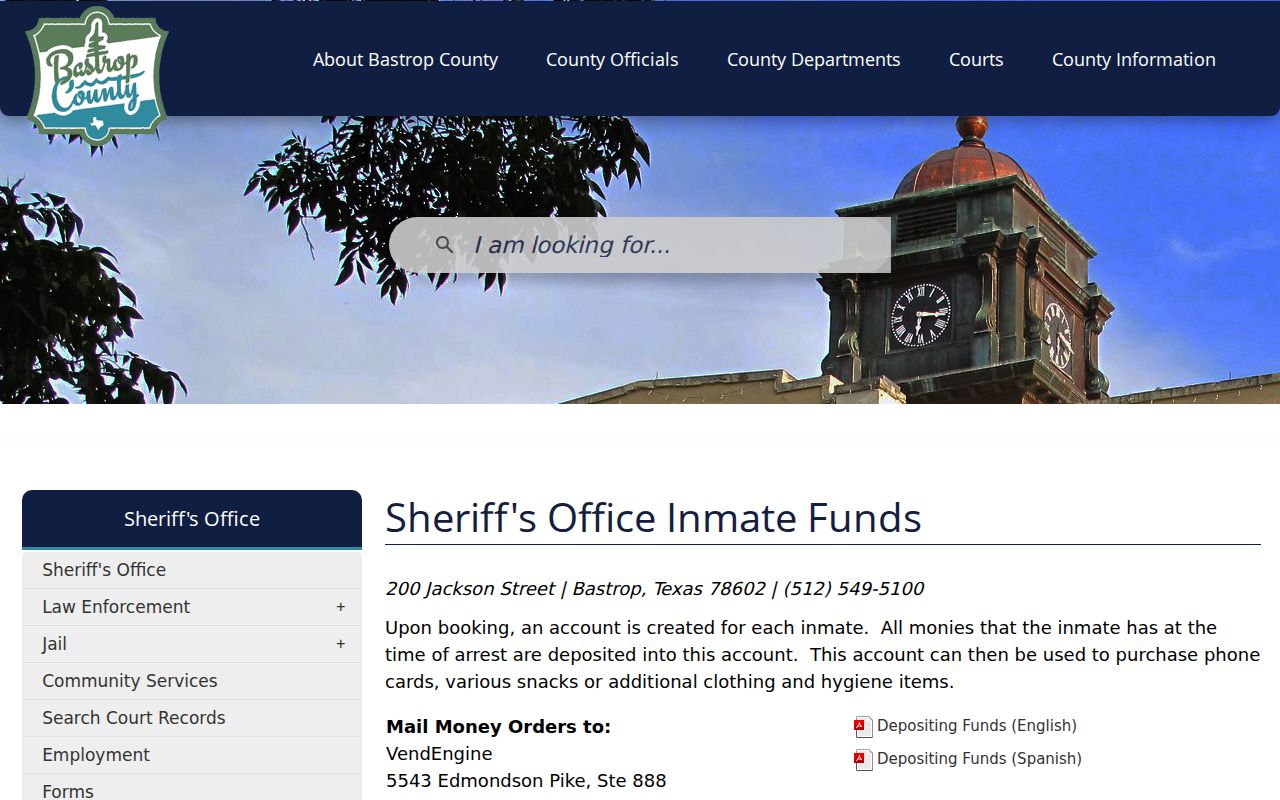 Bastrop County jail information related to arrest booking custody