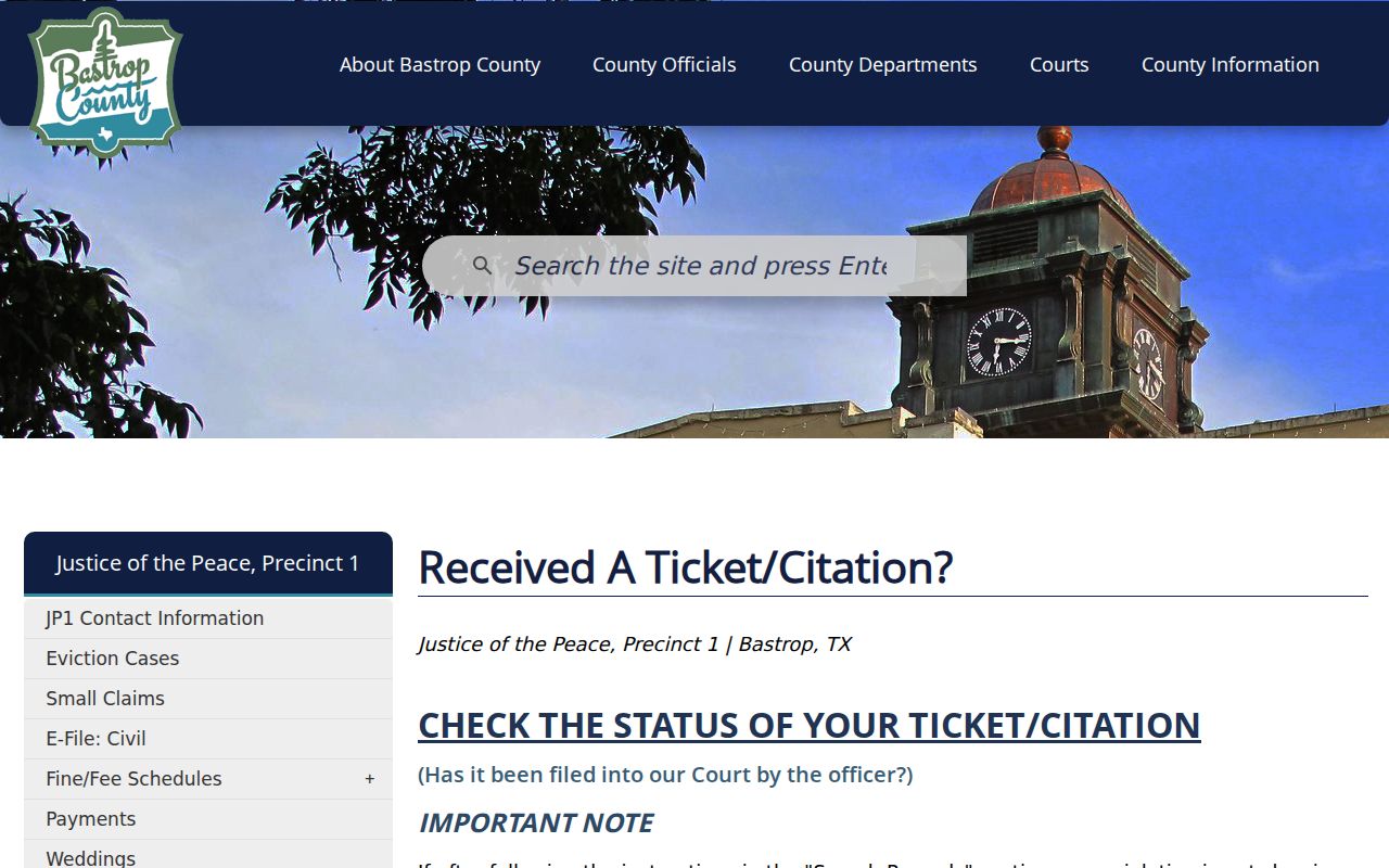 Bastrop County criminal court case search instructions from Justice Court Precinct 1