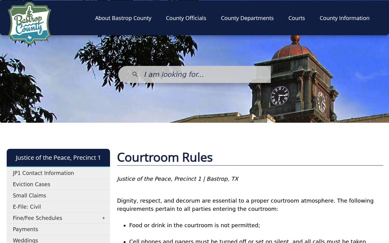 Bastrop County criminal court rules for Justice Court Precinct 1