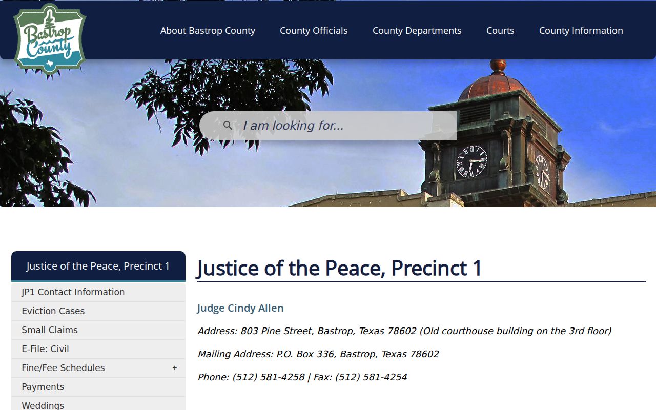 Bastrop County criminal history Justice Court Precinct 1